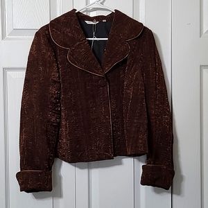 Laura Ashley Brown Shiny Textured Blazer, Large, EUC